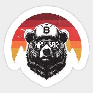 Retro Vintage Papa Bear Sticker